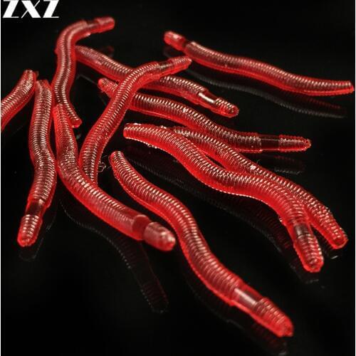 100Pcs 35mm Artificial Earthworm Soft Red Worm Wobblers Fishing Lure Insect Fake Tilapia Bait Poper Silicone Baits Carp Pesca