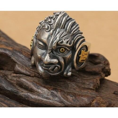 100%S925 sterling silver jewelry fashion retro Thai silver personality ring between mens open ring