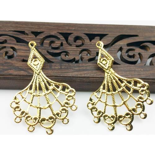 20pcs 29x43mm Filigree flower Wraps Metal Charms For Ear accessories DIY Jewelry Craft Wraps Connectors Metal Crafts