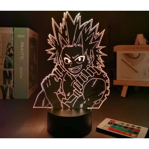 3D Lamp Anime My Hero Academia Led Night Light Eijiro Kirishima Lamp for Room Deco Birthday Gift