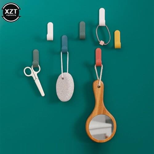 4PCS/ SET Towel Hook Plastic Door Hanger Self Adhesive Wall Hanger Hat Racks Key Hanger Wall Organizer Home Decor Key Holder