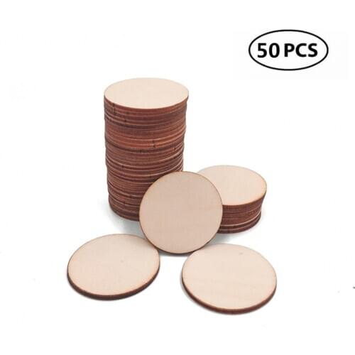 50pcs 40mm 1.57inch Unfinished Predrilled Wood Slices Solid Round Log Discs for Christmas Wedding Ornaments Decorations