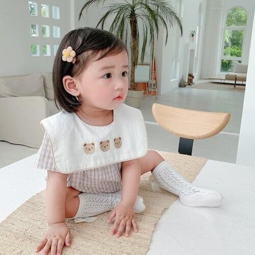 8062 Baby Girl Clothes Newborn Bodysuit Summer New 2021 Cartoon Bear Embroidery Baby Boy One Piece Clothes Twins Baby Clothes