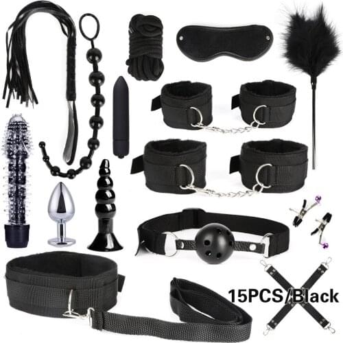 Exotic Sex Products For Adults Games Leather Bondage BDSM Kits Handcuffs Sex Toys Whip Gag Tail Plug Women Sex Accessories