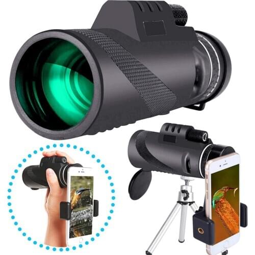 40X60 Powerful Zoom Phone Binoculars Optical HD Lens Monocular Telescope with Clip Tripod for Sports Camping Outdoor Travel