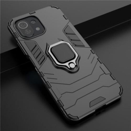 For Xiaomi Mi 11 Mi11 Lite Case Shockproof Armor Magnetic Holder Car Ring Phone Case For Mi 11 Pro Bumper Silicone Back Cover