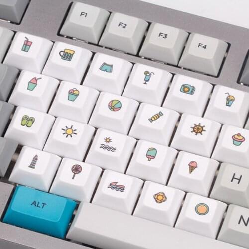 22-key Off-white Keycap DSA Beach Personality Pattern Keycap Dye Sublimation PBT Mechanical Keyboard Keycap for Cherry MX Switch