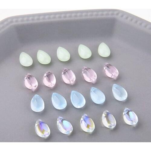 Colored Glaze Crystal Mermaid Tears Transparent Drop Pendant DIY Handmade Ornament Ear Stud Hairpin Accessories Material 10pcs