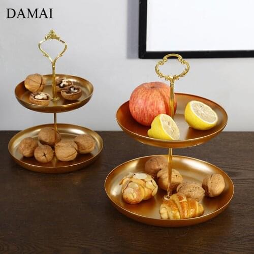 European Modern Cake Stand Creativity Wrought Iron Double Layer Dessert Display Trays Birthday Party Snacks Decoration Ornaments