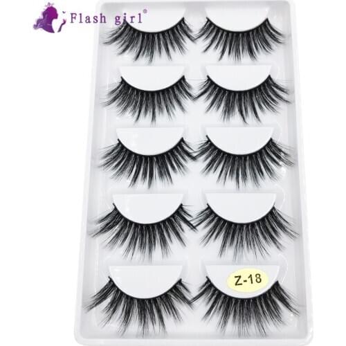 Flash girl High Quality The Newest Z series Z18 100% handmade 5 pairs 3D Mink lashes