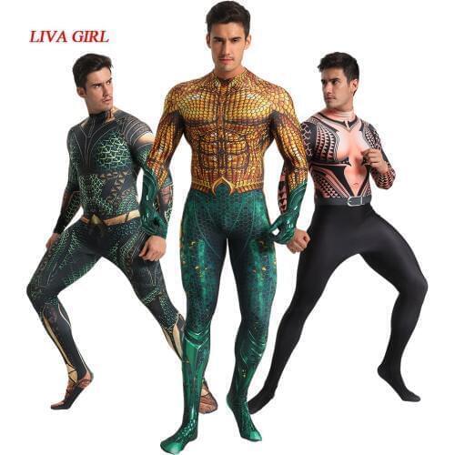 Movie Atlantis Aquaman Arthur Curry / Orin Cosplay Costumes Spandex Kids Adults Zentai Jumpsuits Bodysuits Party Suit