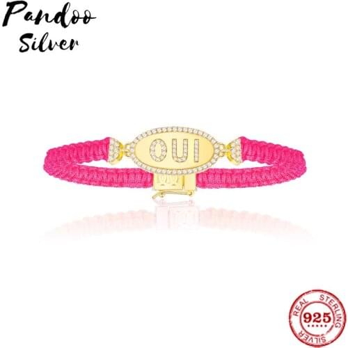 Fashion Charm Sterling Silver Copy 1:1 Copy,Yellow Silver Oui Black Macrame Bracelet Women 2021 Luxury Jewelry Gift