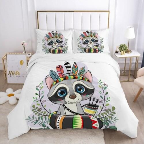 Cartoon Childrens Bedding set for kids baby boy girls Duvet cover set pillow case Bed linens Quilt cover 140x200 Car cat