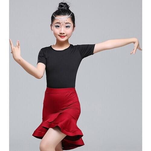 New Children Latin Ballroom Dance Dress Girls Performance Latin Suit Kids Dance Top & Skirt Sets Latin Competition Costumes
