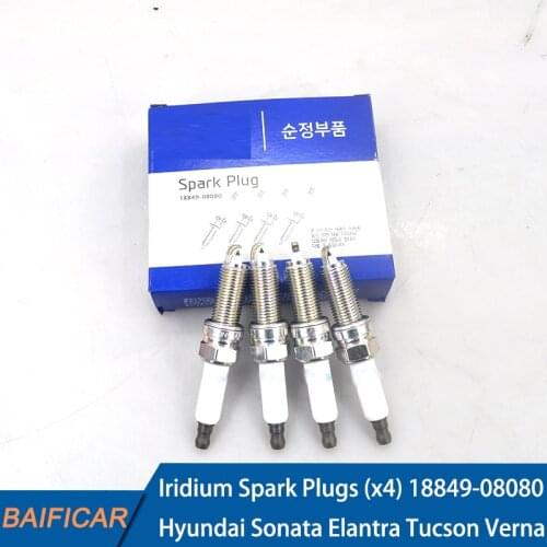Baificar Brand New Genuine Iridium Spark Plugs (x4) 18849-08080 For Hyundai Sonata Elantra Tucson Verna