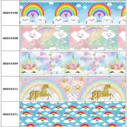 New Rainbow Heart Flower Mexico Style Cartoon Printed Grosgrain Ribbon Party Decoration 10 Yards DIY Bow Bag Material Handmade