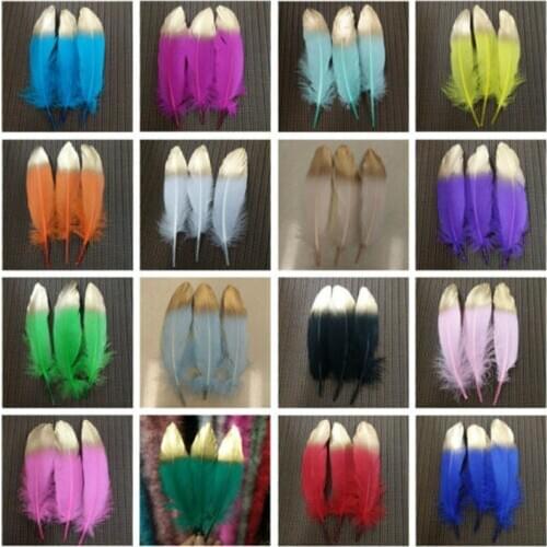 10Pcs/lot Spray Gold Silver Goose Feathers 15-20CM 6-8" Feathers for Crafts Pheasant Feathers jewelry making Wedding Decoration