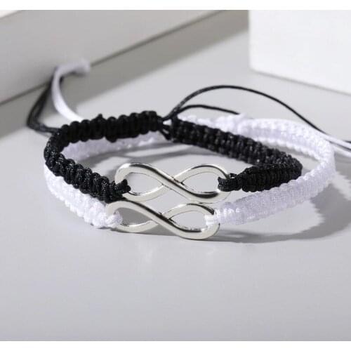 Couple Braided Rope Bracelets Alloy Cord Braid Chain Bracelet Jewelry Pendant Two-piece Woven Lover Bracelet for Women Gifts