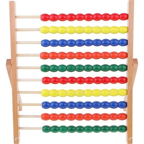Montessori Mathematics Educational Game 10 Rows Wooden Abacus Addition Subtraction Learning Toys for Kids Children