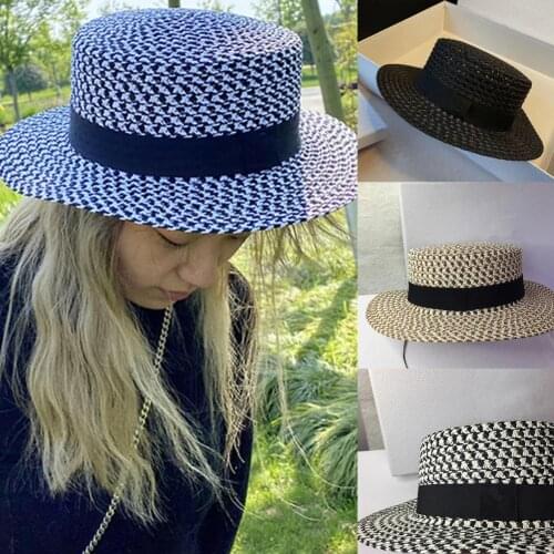 Women Sun Fisherman Hat Foldable Weaving UV Protection Wide Brim Weaving Women Bucket for Summer Female Panama Hats
