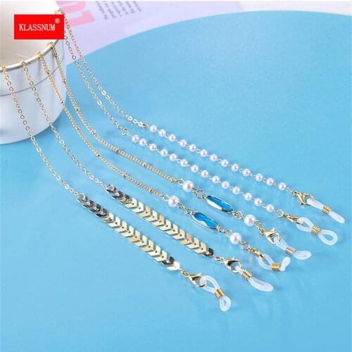 Fashion Pearl Mask Chain Eyeglasses Lanyards For Women Retro Metal Non-slip Sunglasses Chains Eyewear Cord Holder Neck Strap