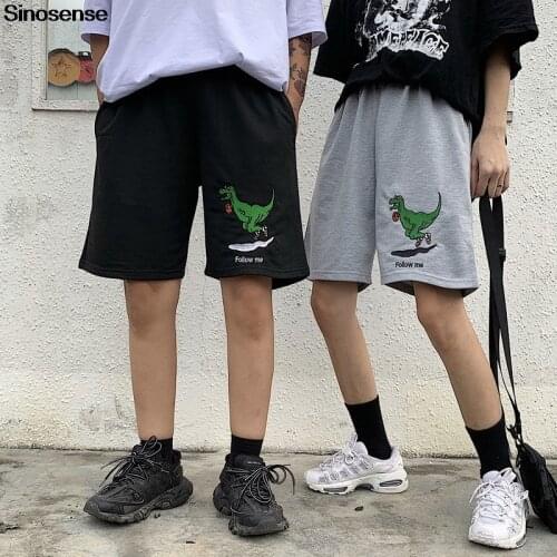 Women Men Sports Shorts Oversize Summer Harajuku Dinosaur Embroidery High Waist Loose Punk Y2K Shorts Wide Leg Biker Shorts