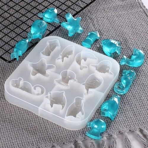 Ocean Cake Silicone Mold 3D Dolphin Fish Seahorse Starfish Cake Decorating Tools DIY Fondant Chocolate Soap Resin Mould