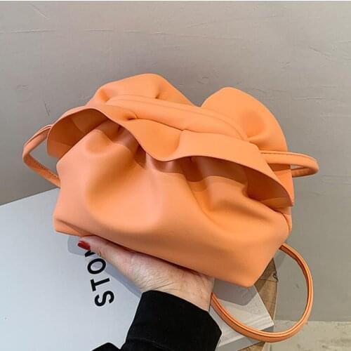 Pleated Crossbody bag 2021 Summer New High quality Soft PU Leather Womens Designer Handbag Luxury brand Shoulder Messenger Bag