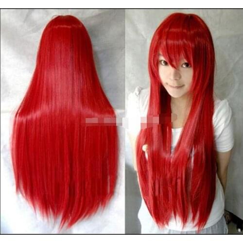 Suyushun344036++80cm long straight red anime cosplay party wigs, quality womens synthetic hair costume wig