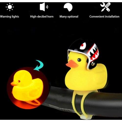 Bicycle Duck Bell With Light Broken Wind Small Yellow Duck With Flash Light MTB Road Bike Motor Helmet Riding Cycling Home Decor