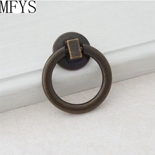 Vintage Drop Pull Drawer Knobs Pulls Antique Bronze Dresser Knobs Ring Handles Metal Rustic Cabinet Knob Door Handles Furniture