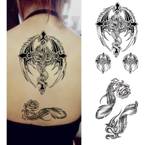 Waterproof Temporary Tattoos Small Snake Lotus For Men Women Dragon Tiger Lion Animal Cover Tattoo Chinese Dragon Anime Tattoos