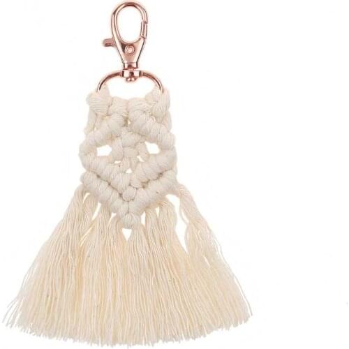 Tassel Keychains for Women Boho key Holder Keyring Macrame Bag Charm Car Hanging Jewelry Gift for friends