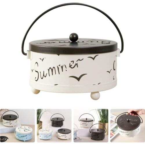 1PC Wrought Iron Incense Burner Decorative Censer with Lid Mosquito Coil Stove Metal Censer Buddhism House Yoga Studio Home Deco