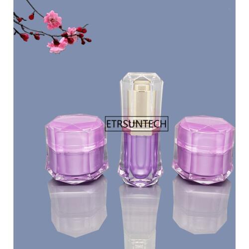 10pcs 10g Cream Cosmetic Jar Pot 10ml Acrylic Lotion Pump Bottle DIY Refillable Container Travel F2269