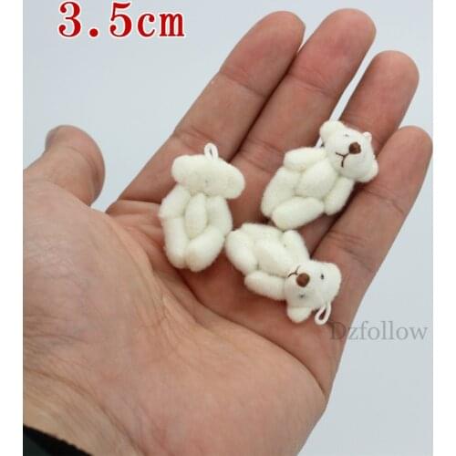 10pc 3.5cm Mini Joint Teddy Bear Plush Stuffed Wedding BOX Garment & Hair Accessories decor doll