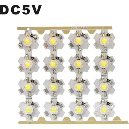5pcs/lot 1W High Power LED Chip DC5V SMD LED Light Bead White Blue Green Red Purple Yellow Board 20mm For Downlight Spotlight