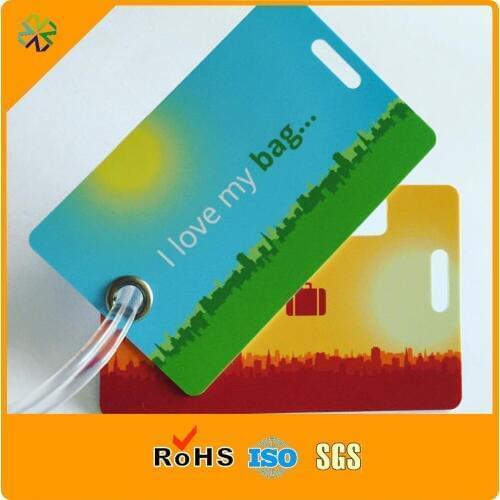 1000pcs/lot)Hole punched high quality printing plastic luggage tags with custom printing