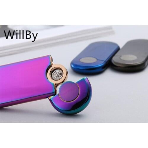2PCS/LOT Creative High Quality Shaking Lighting Metal Case USB Eletrical Cigar Lighter Flameless Lighter