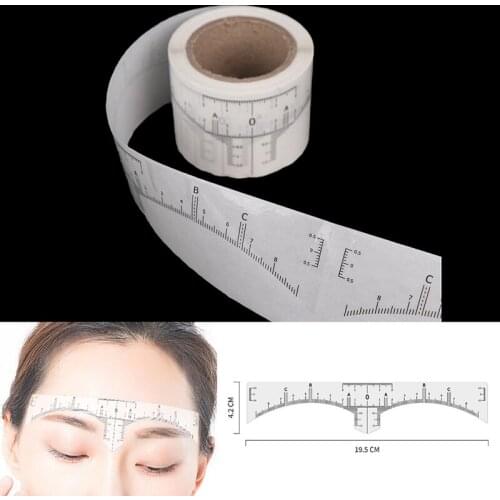 50pcs Disposable Eyebrow Ruler Sticker Eyebrow Tattoo Shape Tool Adhesive Microblading Guide Makeup Measurement Stencil Template