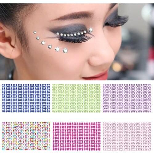 504Pcs/Sheet 3D Diamond Stickers Party Performance Face Eyeshadow Decoration Stickers Self Adhesive Rhinestones Decals