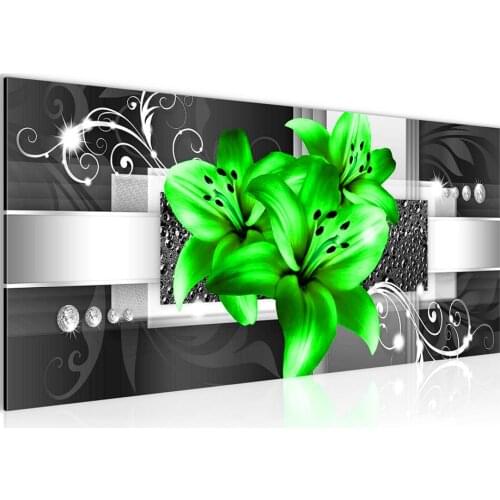 110x55cm 5d Diy Diamond Painting Green Lily, Flower Large full Square 3d Rhinestones Cross Stitch Embroidery Mosaic decor x91