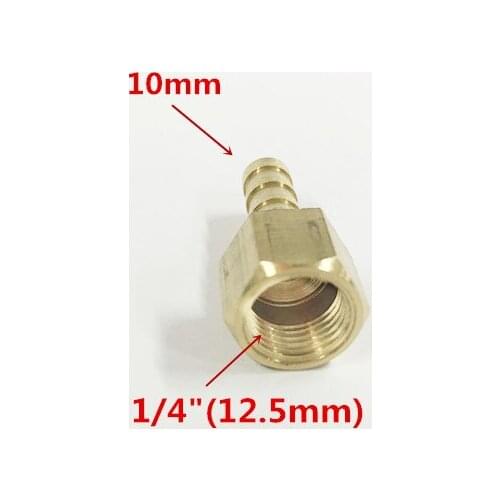 Free shipping copper fitting 10mm Hose Barb x 1/4" inch Female BSP Brass Barbed Fitting Coupler Connector Adapter pcf10-02