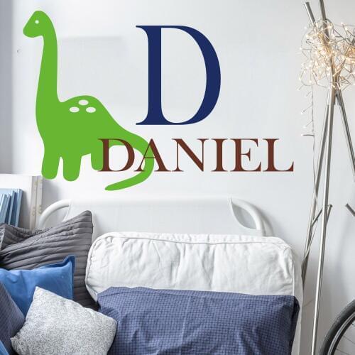 Large Personalized Dinosaur Name Wall Sticker Boy Room Bedroom Custom Dino Name Jurassic Park Wall Decal Kid Room Vinyl Decor