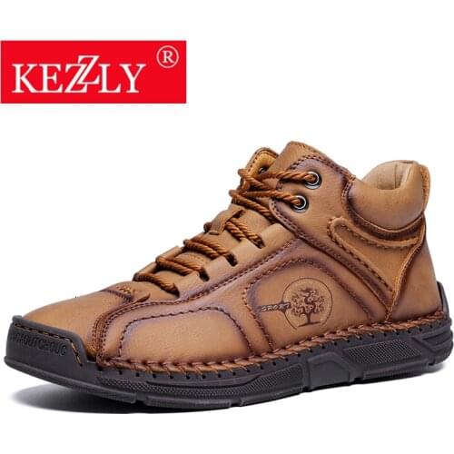 KEZZLY Mens Mid-tube Men boots Outdoor sports large size mens shoes Fashion casual shoes