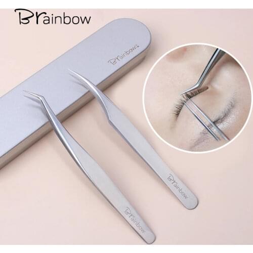 Brainbow 1PC/2PC Precison Eyelashes Tweezer Professional for Making Fine Lashes Extension Anti-static Tweezer Excellent Closure