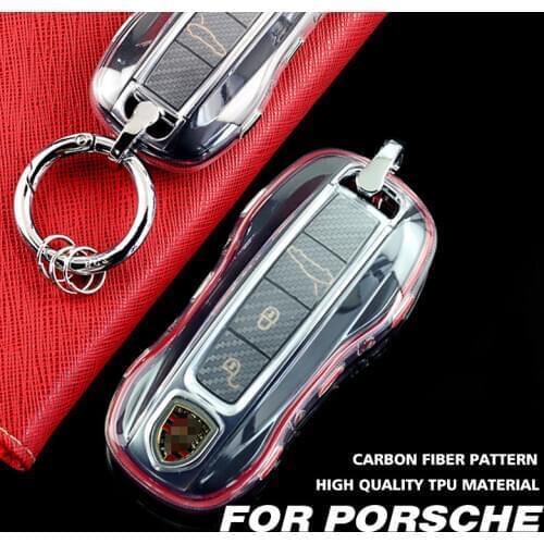 Solf TPU Car Key Cover Case For Porsche Cayenne Panamera Carrera 971 911 918 9YA Macan Boxster Carman Keyless Remote Keyring