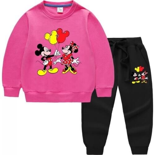 Cartoon Children Clothing Sets Baby Boy Girl Mickey Minnie Mouse Hoodies Sweatshirt+Pants 2 Pcs Clothes Kids Outfits Sport Suits