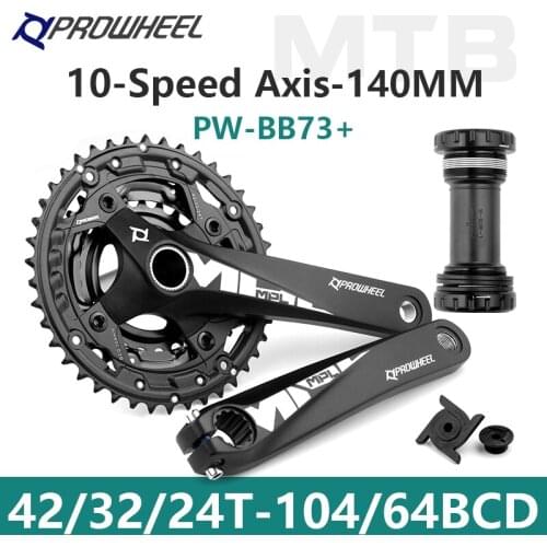 PROWHEEL-MTB Bicycle Crank Sprocket 24T 32T 42T 104BCD / 64BCD Crank 170MM 10 Speed Central Shaft 140MM Bicycle Accessories