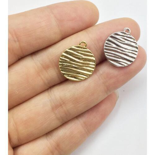 Eruifa 20pcs 15mm water ripple gold/Silver plated Zinc alloy Charms Pendant Jewelry DIY Necklace 2 colors